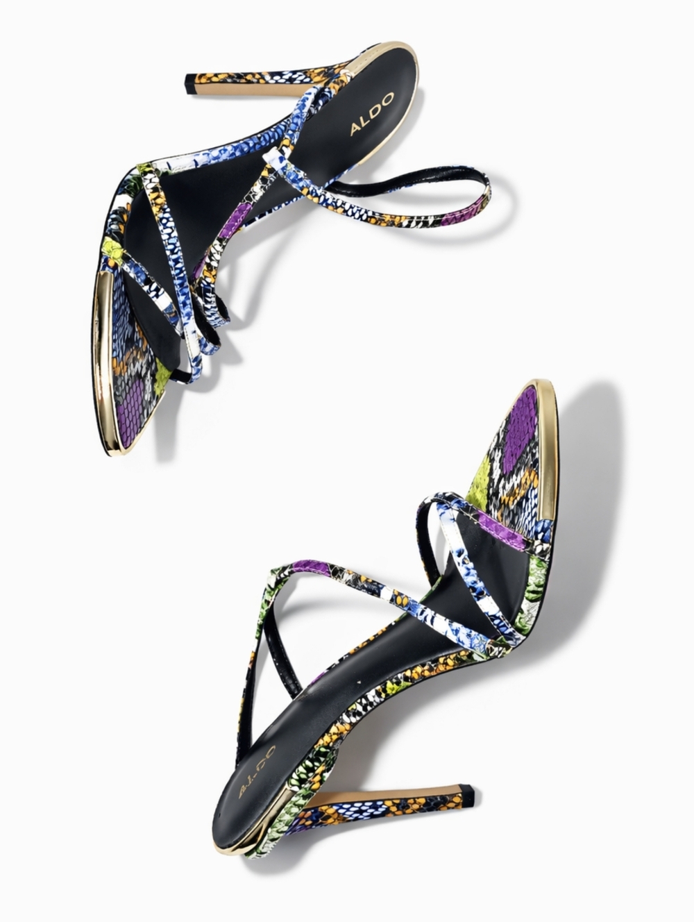 ALDO |  Multicolor Snake-Print Strappy Stiletto Sandals